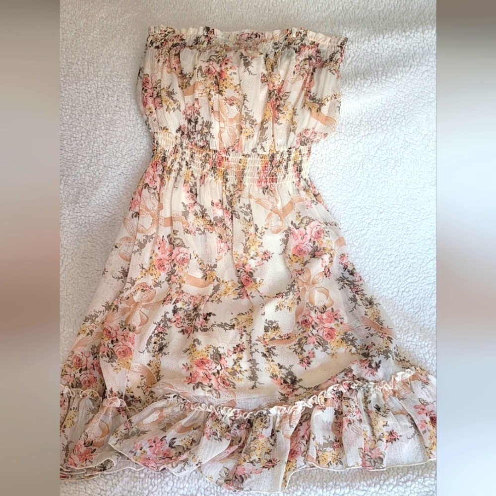 Strapless Floral Dress